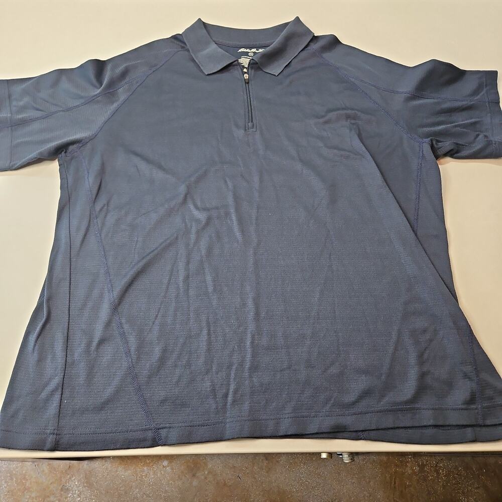 Eddie Bauer Men’s Size 2XL Blue Polo Shirt 1/4 Zip Short Sleeve Pullover